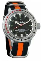 Мужские наручные часы Восток Амфибия 420269-black-orange, нейлон, оранжевый/черный