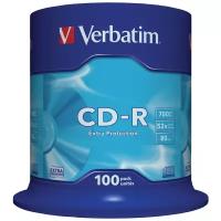 Диски CD- R VERBATIM 700 Mb 52х, комплект 100 шт Cake Box, 43411