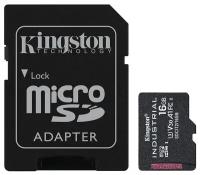 Карта памяти 16Gb - Kingston Micro Secure Digital HC UHS-I Class 3 SDCIT2/16GB с переходником под SD