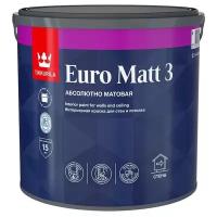 Краска интерьерная Euro Matt 3 Tikkurila 2,7 л База A (белый) глубокоматовая