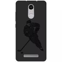 Матовый чехол Hockey для Xiaomi Redmi Note 3 / Note 3 Pro / Сяоми Редми Ноут 3 / Ноут 3 Про с эффектом блика черный