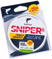 Плетеный шнур Salmo Sniper BP ALL R BRAID х4 Grass Green 120 м 0.15 мм 9.09 кг