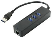 Сетевая карта RJ-45 Orient JK-340 USB3.0 на LAN Ethernet кабель адаптер + хаб три порта RTS5140+RTL8153