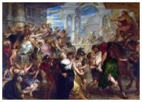 Репродукция на холсте Похищение сабинянок (The Rape of the Sabine Women) Рубенс Питер Пауль 42см. x 30см