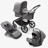 Коляска 3 в 1 Bugaboo Fox 5 Graphite/Grey Melange/Grey Melange + автолюлька Turtle Air by Nuna, адаптеры