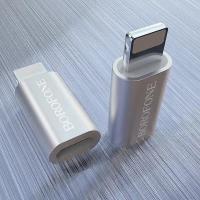 Переходник адаптер Borofone BV5 с Micro-USB на Lightning 8-pin iPhone, серебристый