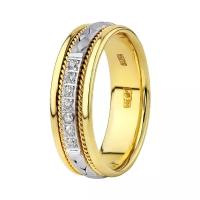 Кольцо обручальное Юверос, комбинированное золото, 585 проба, бриллиант, размер 15