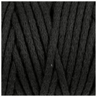 Шнур для вязания "Пухлый" 100% хлопок ширина 5мм 100м (черный)
