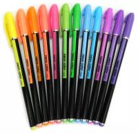 Ручки гелевые набор-12 цв. CD-801 "Neon Color" Неон 1мм, 6107-12 (2/30/240)