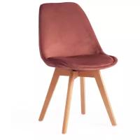 Стул обеденный Tetchair Secret De Maison TULIP SOFT (mod. 74) / 1 шт. в упак., вельвет/дерево, 54 х 47 х 83 см, коралловый (HLR 44)/натуральный