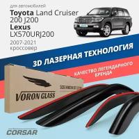 Дефлекторы окон Voron Glass серия Corsar для Toyota Land Cruiser 200 J200 / Lexus LX570URJ200 2007-2021 накладные 4 шт