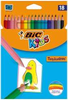 Цветные карандаши для детей BIC Kids Tropicolors детские разноцветные карандаши БИК набор из 18 цветов