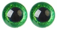 Глаза винтовые с заглушками, "Блёстки" набор 24 шт., размер 1 шт.: 1,8 см, цвет зелёный