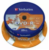 Диски DVD-R 4.7Gb Verbatim 16х 25 шт Cake Box Printable <43538>