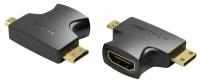 Адаптер-переходник VENTION HDMI 19F/Mini HDMI+Micro HDMI