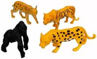 Набор животных, Детский, Фигурки диких животных, Африка, Животные дикой природы, Тигр, Леопард, Рысь, Горилла, 4 штуки