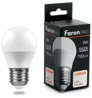 Лампа светодиодная Feron, (9W) 230V E27 6400K G45, LB-1409