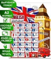 Обучающий плакат "Английский алфавит", формат А2, 45х60 см, картон