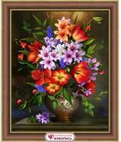 АЖ-1733 Картина стразами 'Цветочное ассорти' 40*50см