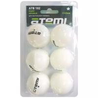 Мячи для настольного тенниса атеми Atemi 1*, пластик, 40+, бел., 6 шт., Atb102