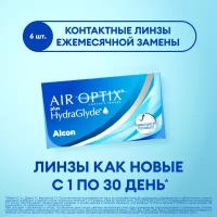 Контактные линзы Alcon Air Optix Plus HydraGlyde, 6 шт