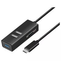 Карт-ридер Ginzzu EXT GR-563UB USB Type-C - USB 3.0/2xUSB 2.0/microSD/SD Black 17429