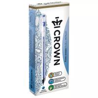 Ручка гелевая Crown "Hi-Jell Metallic" синяя металлик, 0,7мм, 12 шт. в упаковке