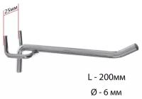 Крючок одинарный для металлической перфорированной панели, d=6мм, L=20, цвет хром