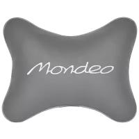 Автомобильная подушка на подголовник экокожа L. Grey с логотипом автомобиля FORD Mondeo