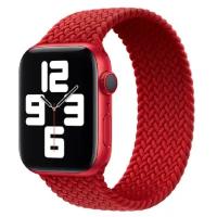 Монобраслет нейлоновый тканевый ремешок для умных часов Apple Watch Series 1-8 и Ultra - 42/44/45/49 мм (эпл вотч) размер М, красный