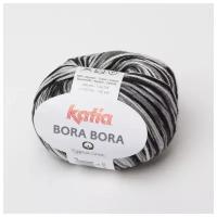 Пряжа Bora Bora Katia(Бора Бора), цвет 101 молочный-серый-черный, 50гр/115м, 100%хлопок, 1 моток