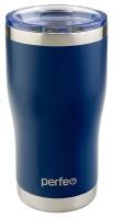 Термокружка PERFEO для напитков с прозрачной крышкой, объем 0,6 л, темно-синий (PF_C3726)