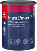 Краска водно-дисперсионная Tikkurila Euro Power 7 влагостойкая моющаяся матовая белый база A, 0.9 л