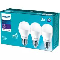 Упаковка светодиодных ламп 3 шт. Philips Essential LED 1CT/12RCA 4000К, E27, A55, 11Вт