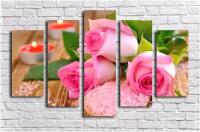 Модульная картина для интерьера / Картина на стену Розовые розы 140x80 см