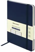 Бизнес-блокнот / записная книжка мужской / женский А5 (130х210 мм), Brauberg Ultra, балакрон, 80 г/м2, 96 л., линия, темно-синий