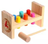 Детская развивающая игра Лесная мастерская "Стучалка", часы, молоток, деревянные гвоздики