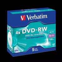 Диск Verbatim DVD-RW 4.7Gb 4x Jewel case (5шт) (43285)