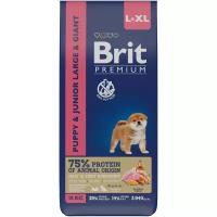 BRIT PREMIUM, Сухой корм с курицей для щенков крупных пород, 15кг