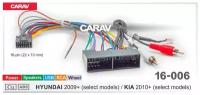 Carav 16-006 | разъем 16-pin Hyundai 2009+, Kia 2010+ выборочн. модели (Питание + Динамики + Руль + USB + RCA)