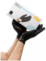 Перчатки одноразовые, винило-нитриловые, хозяйственные, неопудренные, черный, 100 шт, 50 пар, XL