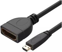 Адаптер-переходник GSMIN AC7 Micro HDMI (M) - HDMI (F) (10 см) (Черный)