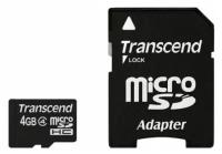 Карта памяти/ Transcend 4GB microSDHC Card Class 4 (SD 2.0)