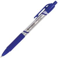 Ручка шариковая автоматическая с грипом BRAUBERG "Leader", синяя, корпус с печатью, узел 0,7 мм, линия письма 0,35 мм, 141540