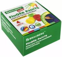 Краски пальчиковые сенсорные для малышей от 1 года, 4 цвета по 40 мл, Brauberg Kids, 192280