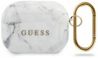 Чехол Guess Marble Effect с кольцом для Airpods Pro, белый