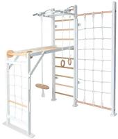 Детский спортивный комплекс для дома, игровой PERFETTO SPORT "Scala in legno con rete 2" bianco-naturale PS-131