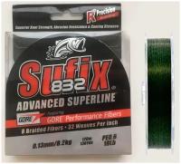 Плетеный шнур для рыбалки Sufix, 832 Braid, 120м, зеленый, 0.13мм, 8,2кг