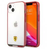 Чехол Ferrari PC/TPU Italia stripe Hard для iPhone 13, цвет Прозрачный/Красный (FEHCP13MBITR)