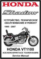 Руководство по ремонту Мото Сервис Мануал Honda VT1100 "Shadow" (Ace/Aero/Ace Tourer/Sabre) (1995-2007) на русском языке